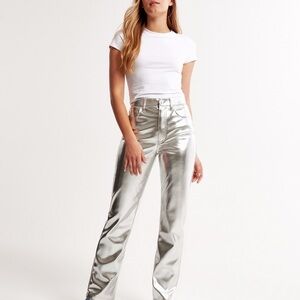 Silver Metallic Pants